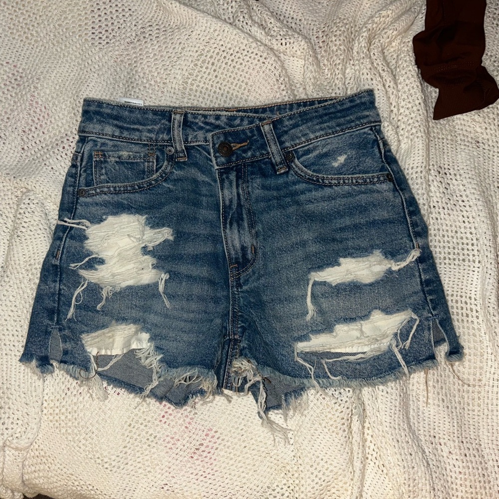 Distressed Blue Jean Shorts